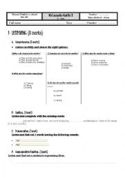 English Worksheet: Mid semester test N 2