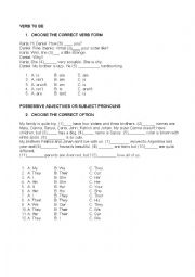 English Worksheet: SUBJECT PRONOUNS VS POSSESSIVE ADJECTIVES