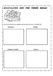 English Worksheet: Goldilocks and the three bears