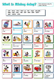 English Worksheet: WHAT IS MICKEY DOING?