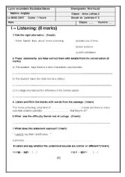 English Worksheet: 2 nd  mid term test 4th form 