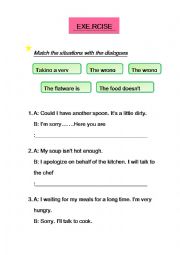 English Worksheet: at the restaurant