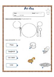 English Worksheet: At restaurant 