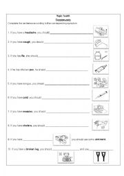 English Worksheet: HEALTH: treatments 