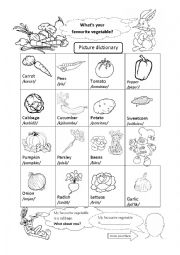 English Worksheet: Picture Dictionary Vegetables