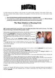 English Worksheet: HOUSING VOCABULARY - READING AND DISCUSSION