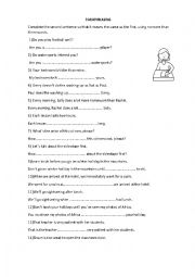 English Worksheet: Sentence transformation