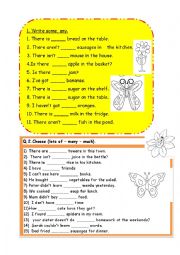 English Worksheet: some,any,lots of ,much ,many