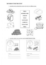 English Worksheet: Toys, food, prepositions, animals 