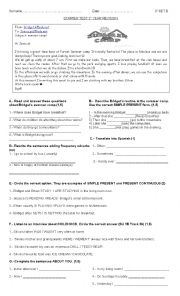 English Worksheet: Simple Present - Present Continuos- Past Simple SET B