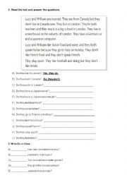 English Worksheet: Simple Present Test