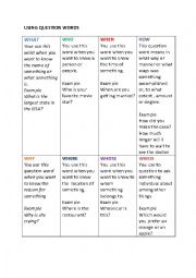 English Worksheet: Using question words.