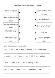 English Worksheet: Present continuous