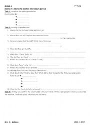 English Worksheet: module 4 section 4 whats the weather like today part 2 7th form