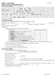 English Worksheet: module 5 lesson 1 means of entertainment part 2 9th form