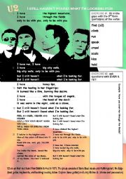 English Worksheet: U2 - I still havent found what Im looking for