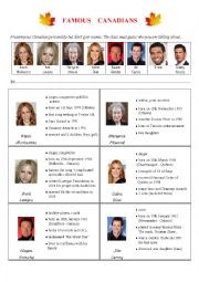 English Worksheet: FAMOUS CANADIANS