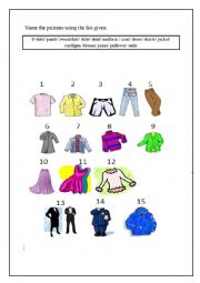 English Worksheet: clothes vocabulary