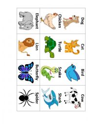 English Worksheet: Animal Flashcards