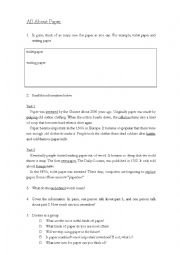English Worksheet: All About Paper