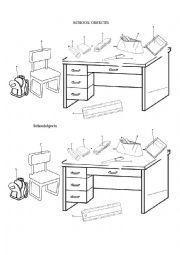 English Worksheet: school objects