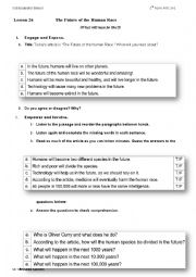 English Worksheet: what will man be like (The future of the human race)