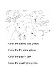 English Worksheet: Color the picture-animals and color