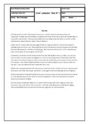 English Worksheet: exam 1st form