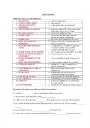 English Worksheet: Love Idioms