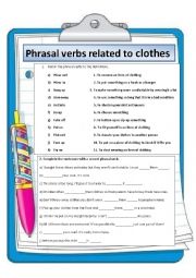 English Worksheet: Phrasal verbs related to clothes