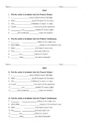 English Worksheet: Present Simple or Present Continuous