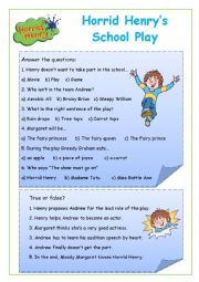 English Worksheet: Horrid Henrys School Play