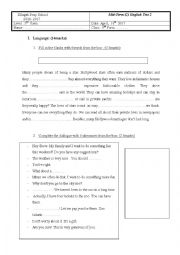 English Worksheet: 9th form test 3