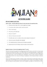 English Worksheet: Mulan Activity Guide