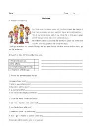 English Worksheet: family