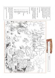 English Worksheet: Describing animals in the forest