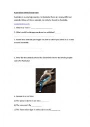English Worksheet: Australian Animals Overview