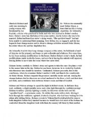 English Worksheet: the speckled band Sherlock Holmes