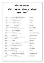 English Worksheet: WH QUESTIONS