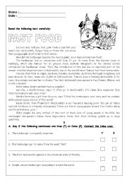 English Worksheet: fastfood