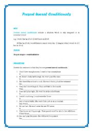 English Worksheet: Present Unreal Conditionals