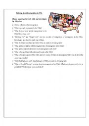 English Worksheet: Talking about Immigration to the USA