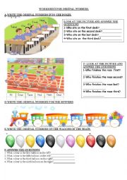 English Worksheet: ordinal numbers