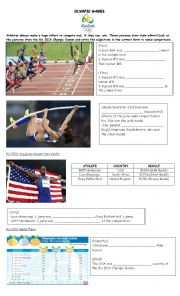 English Worksheet: Rio Olympics compartatives and Superlatives