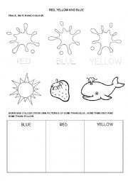 English Worksheet: Primary colours practice