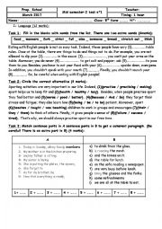 English Worksheet: mid semester 2 test n 1 8 th form