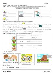 English Worksheet: module 4 section 4 whats the weather like today part 1 7th form