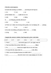 English Worksheet: Past progressive worksheet