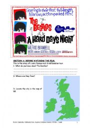 English Worksheet: Activitie a hard days night