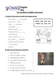 English Worksheet: build a snowman